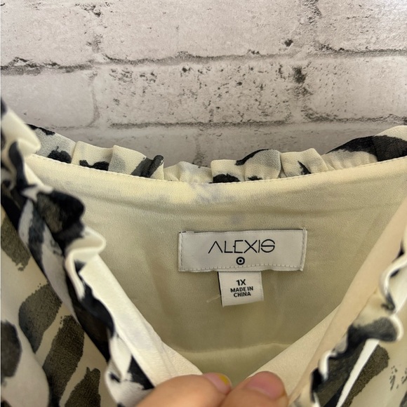 Alexis for Target Black and White Paint Stroke Tiered Midi Dress - Picture 3 of 5